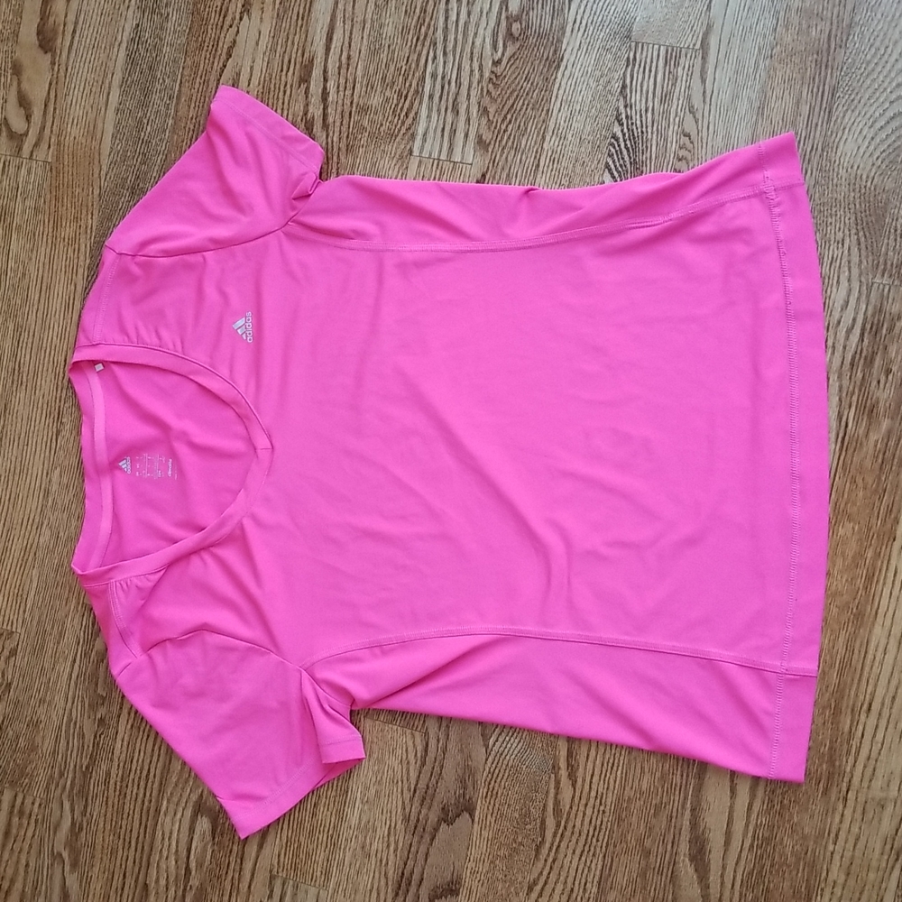 (L) Adidas Neon Climalite Short Sleeve Activewear T-Shirt Workout Athletic